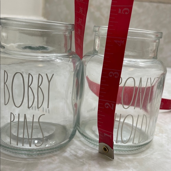 Rae Dunn Set of 2 jars- Bobby pins and ponytail holder Glass - Picture 4 of 4